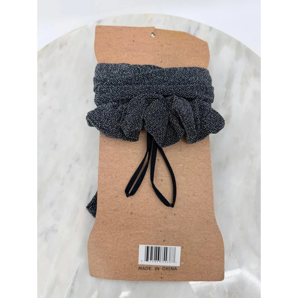 Olivia Miller Fashion Safety Trio Black Silver Metallic Mask Headband Scrunchie